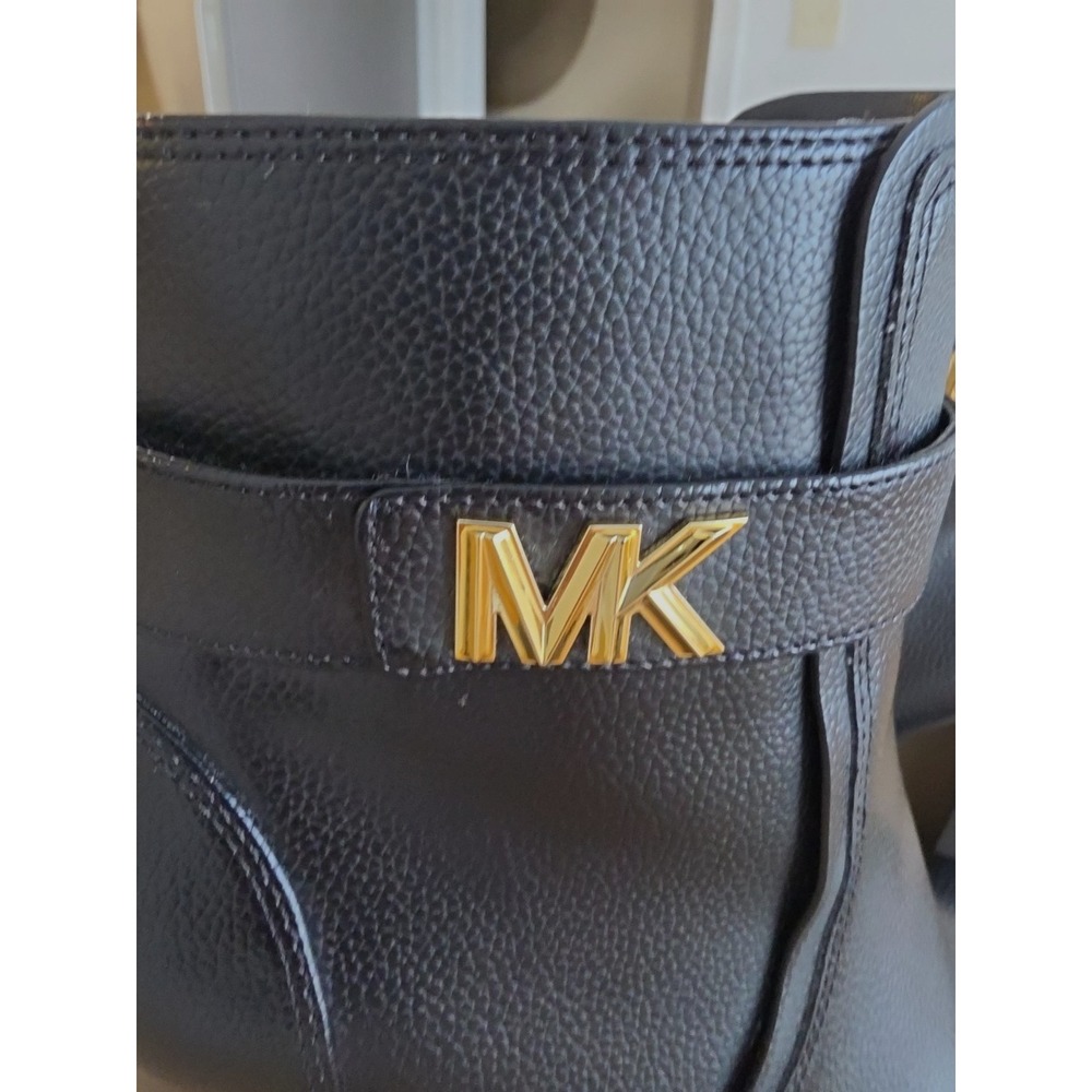 MICHAEL Michael Kors Jilly Black Faux Pebbled Leather Ankle Boots US 9M - Picture 6 of 11
